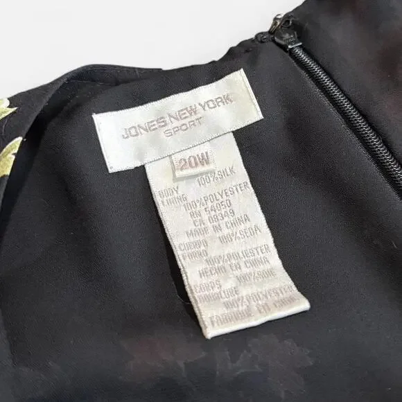 VTG Y2K Jones New York Sport Black & Multicolor Floral Silk Keyhole Maxi Dress - Picture 8 of 8